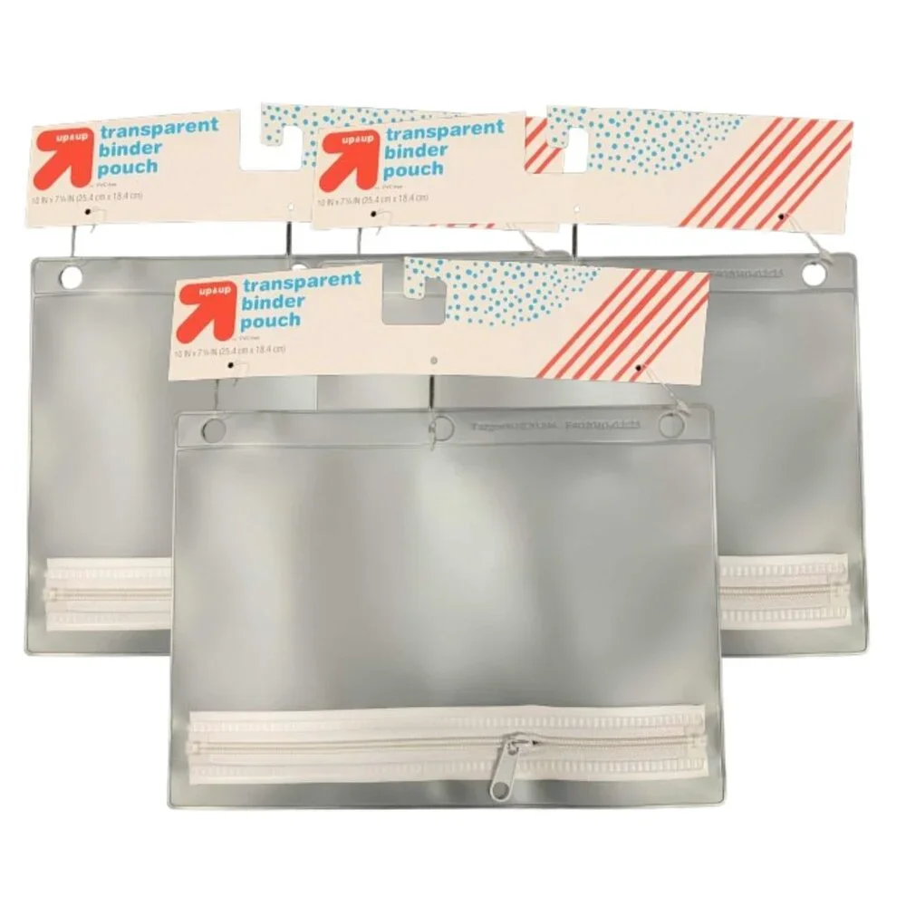 Up and Up Transparent Binder Pouch Clear 3pk
